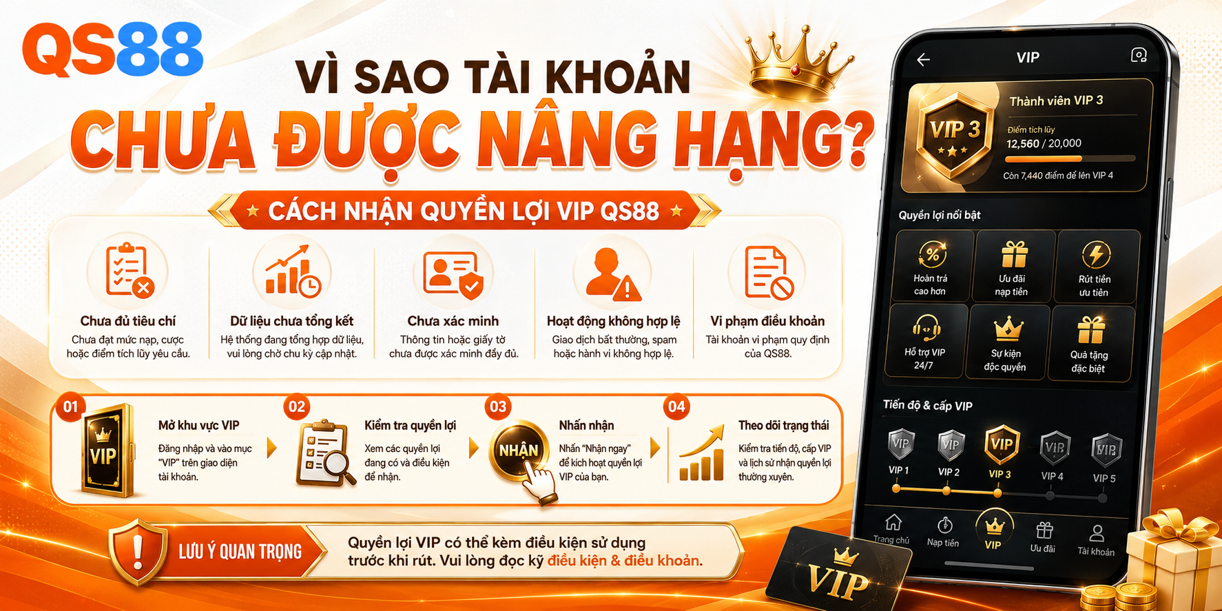 Vì sao tài khoản chưa được nâng hạng 