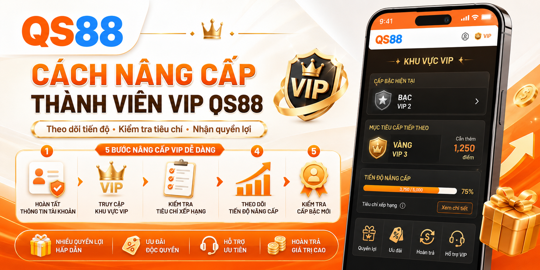 Cách nâng cấp vip thành viên QS88