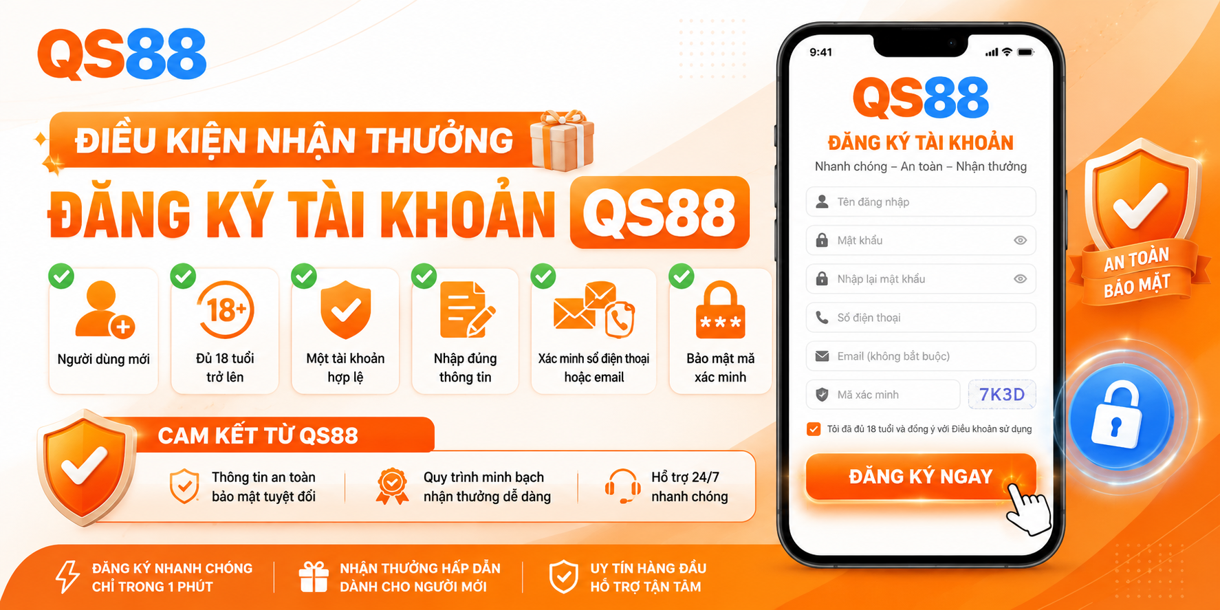 Điều kiện nhận thưởng đăng ký tài khoản QS88