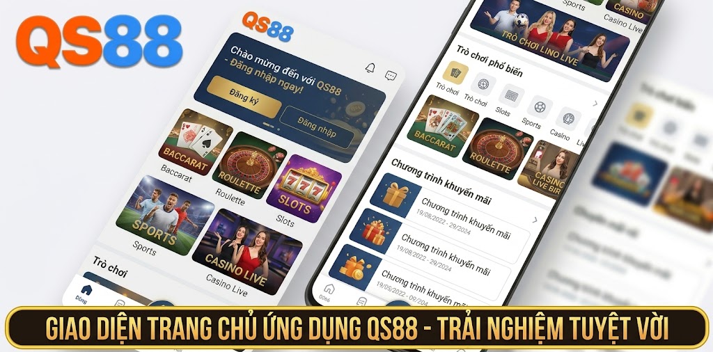 giao diện trang chủ ứng dụng QS88