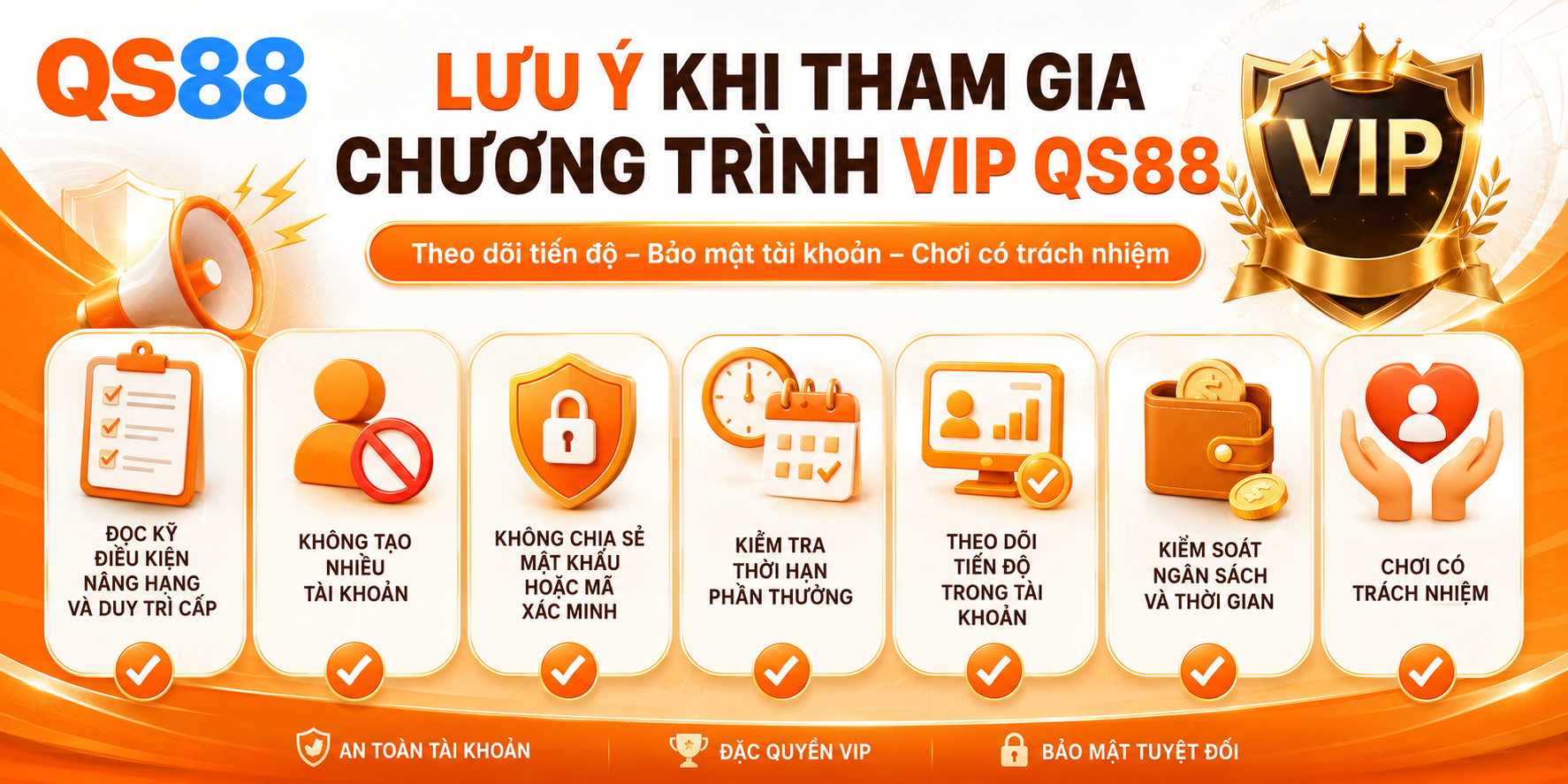 Lưu ý khi tham gia chương trình vip tại QS88